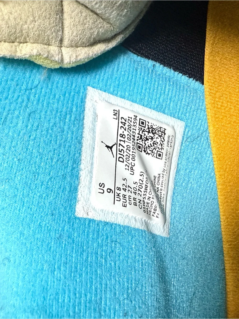 Jordan 4 union Sneakers in Taupe with Teal and Blue Accents